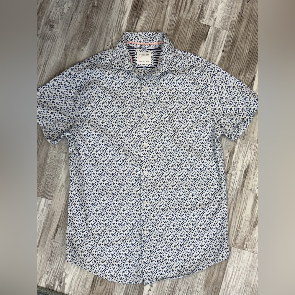 Cactus Man White and Blue Casual Button Down Shirt